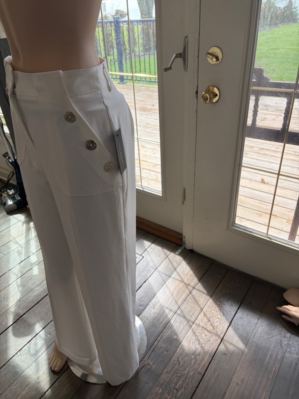Tommy Hilfiger White Wide-Leg Sailor Pants with Button Detail